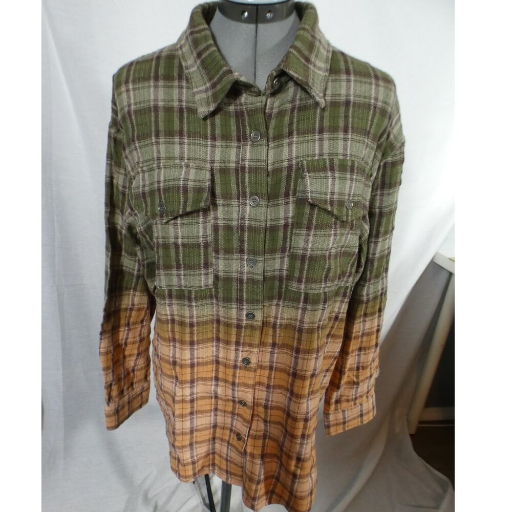 Bibi Women's Small Button Up Flannel Shirt Two Toned Casual Outdoors NWT